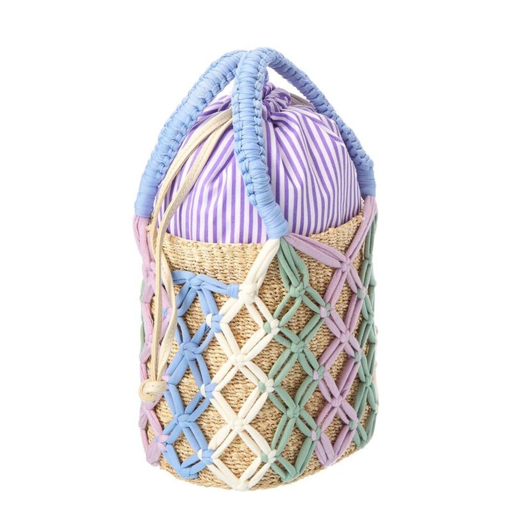 Rafé Michelle Straw Bucket Tote, Purple - Picture 3 of 4